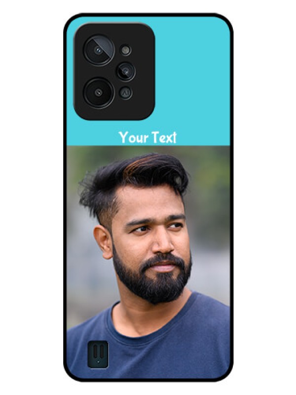 Custom Realme C31 Personalized Glass Phone Case - Simple Blue Color Design
