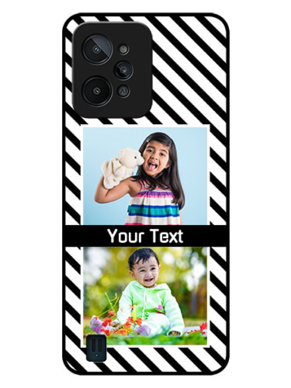 Custom Realme C31 Photo Printing on Glass Case - Black And White Stripes Design
