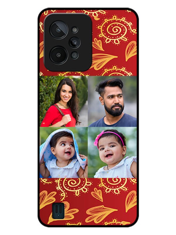 Custom Realme C31 Photo Printing on Glass Case - 4 Image Traditional Design