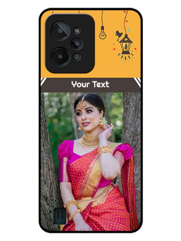 Custom Realme C31 Custom Glass Mobile Case - with Family Picture and Icons