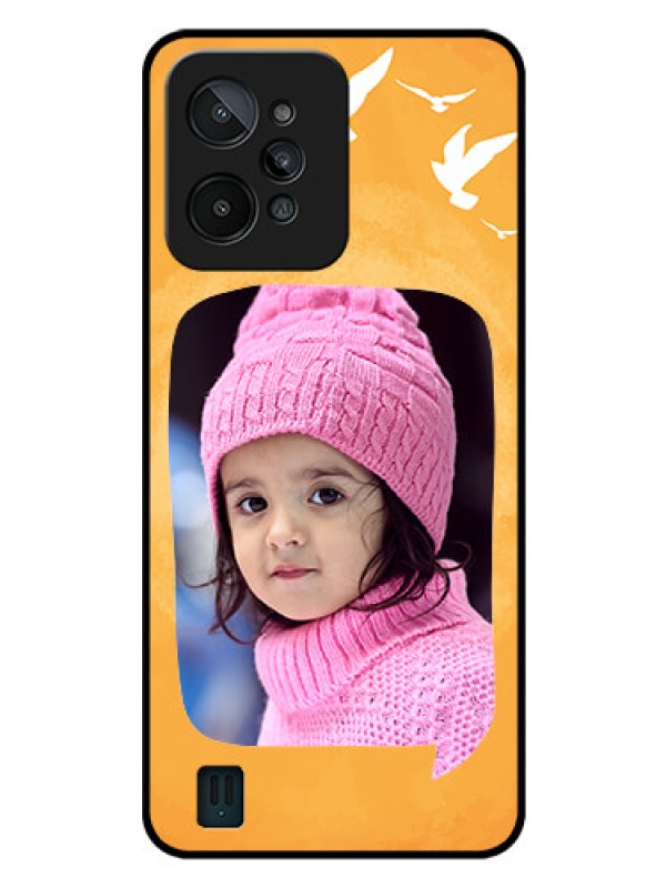 Custom Realme C31 Personalized Glass Phone Case - Water Color Design with Bird Icons