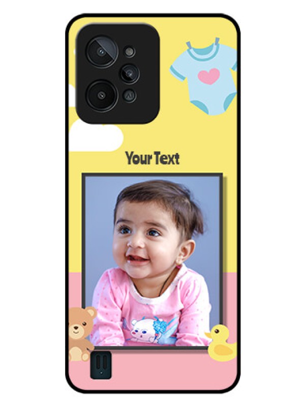 Custom Realme C31 Photo Printing on Glass Case - Kids 2 Color Design