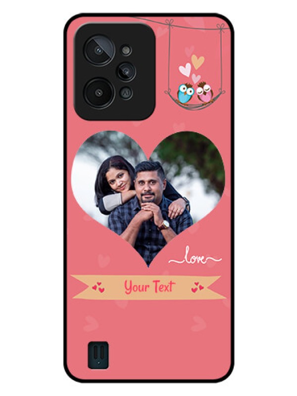 Custom Realme C31 Personalized Glass Phone Case - Peach Color Love Design