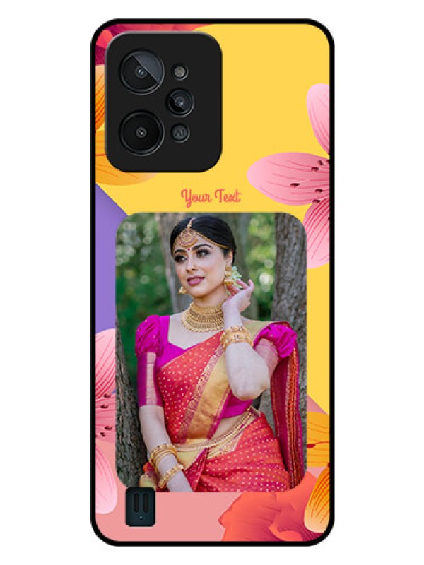 Custom Realme C31 Custom Glass Mobile Case - 3 Image With Vintage Floral Design