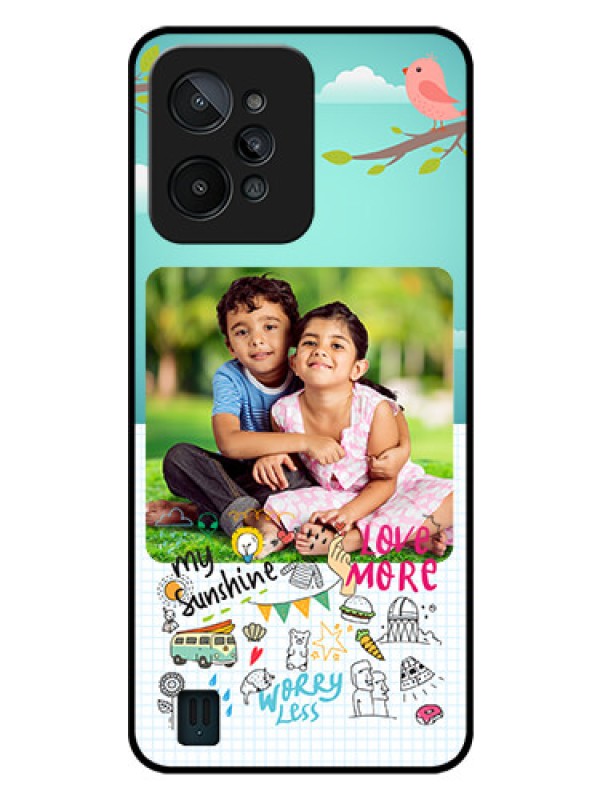Custom Realme C31 Photo Printing on Glass Case - Doodle love Design