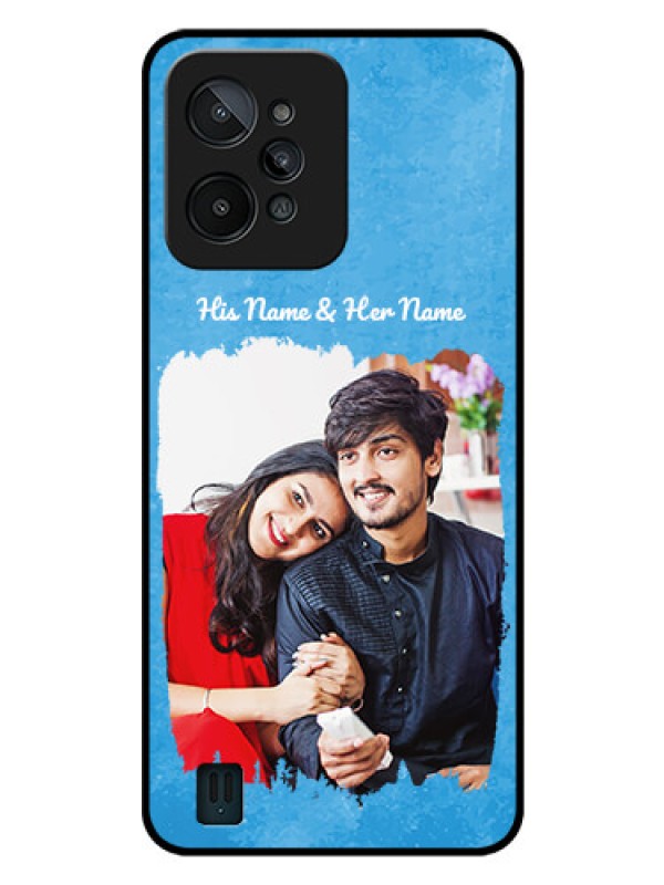 Custom Realme C31 Custom Glass Phone Case - Blue Color Vintage Design