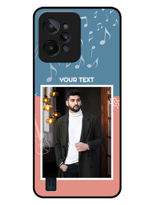 Custom Realme C31 Photo Printing on Glass Case - with Color Musical Note Design