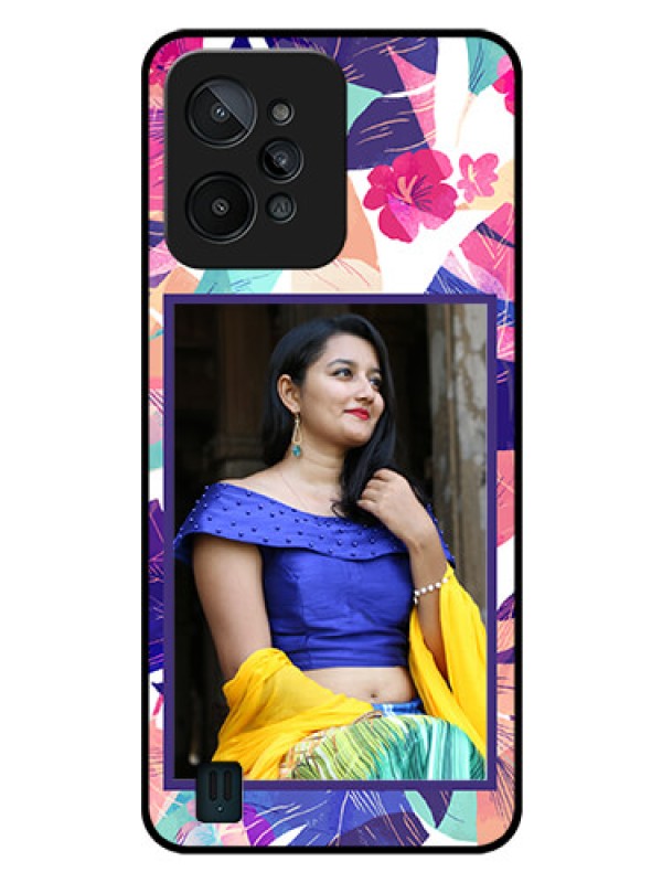 Custom Realme C31 Custom Glass Mobile Case - Abstract Floral Design