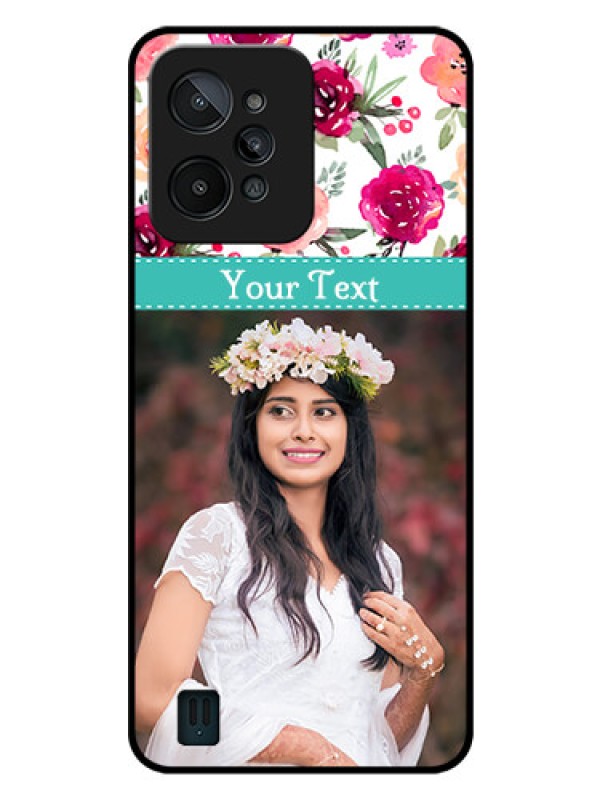 Custom Realme C31 Custom Glass Phone Case - Watercolor Floral Design