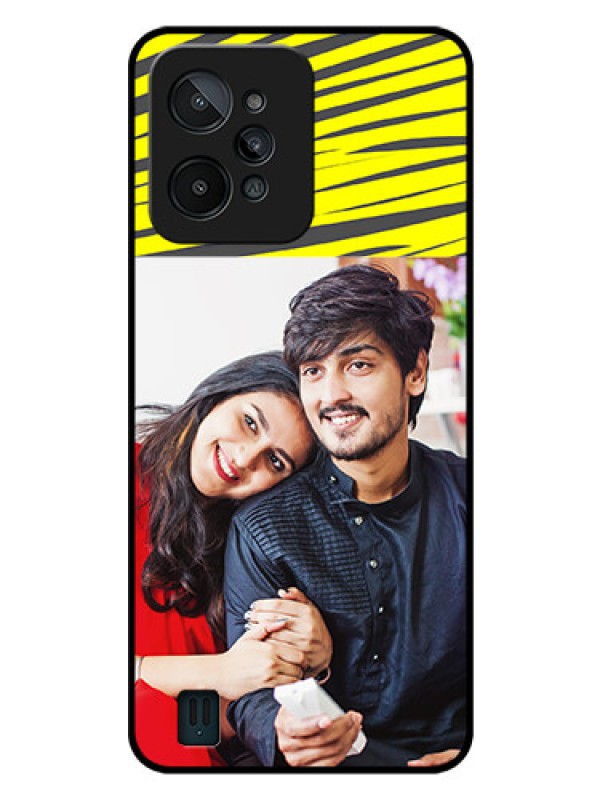 Custom Realme C31 Photo Printing on Glass Case - Yellow Abstract Design