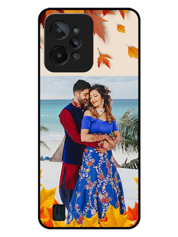 Custom Realme C31 Photo Printing on Glass Case - Autumn Maple Leaves Design