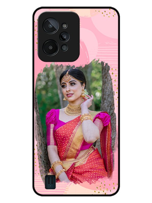 Custom Realme C31 Personalized Glass Phone Case - Gold Glitter Splash Design