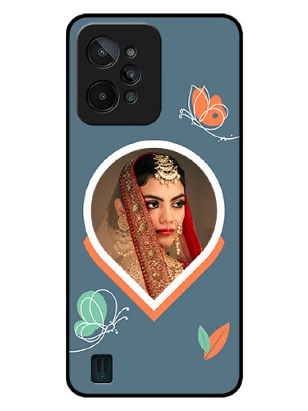 Custom Realme C31 Custom Glass Mobile Case - Droplet Butterflies Design