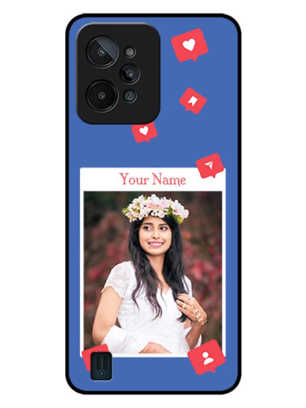 Custom Realme C31 Custom Glass Phone Case - Like Share And Comment Design