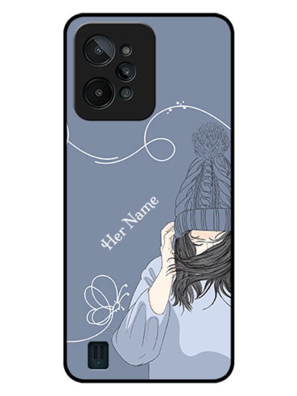 Custom Realme C31 Custom Glass Mobile Case - Girl in winter outfit Design