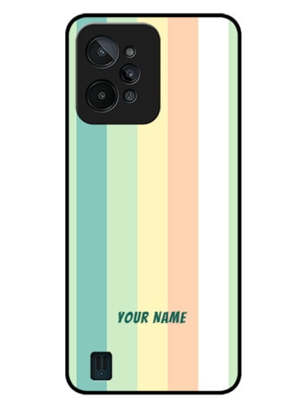 Custom Realme C31 Photo Printing on Glass Case - Multi-colour Stripes Design