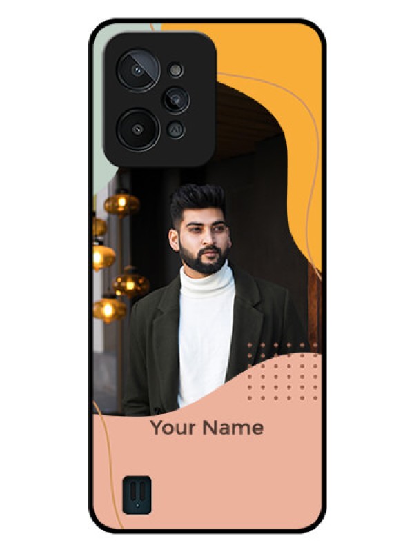Custom Realme C31 Personalized Glass Phone Case - Tri-coloured overlay design