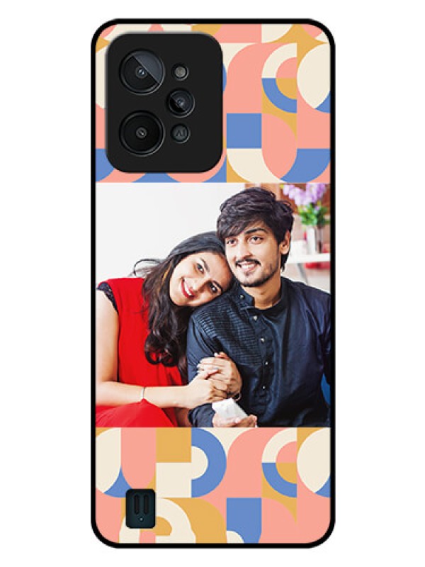 Custom Realme C31 Photo Printing on Glass Case - Semi-circle Maze Pattern Design