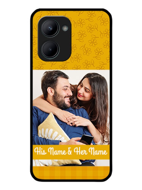 Custom Realme C33 2023 Custom Glass Mobile Case - Yellow Floral Design