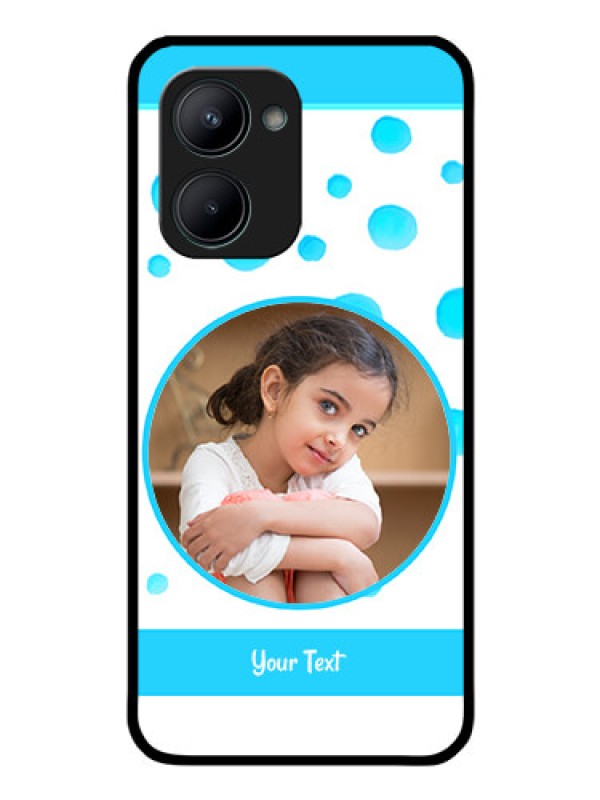 Custom Realme C33 2023 Photo Printing on Glass Case - Blue Bubbles Pattern Design