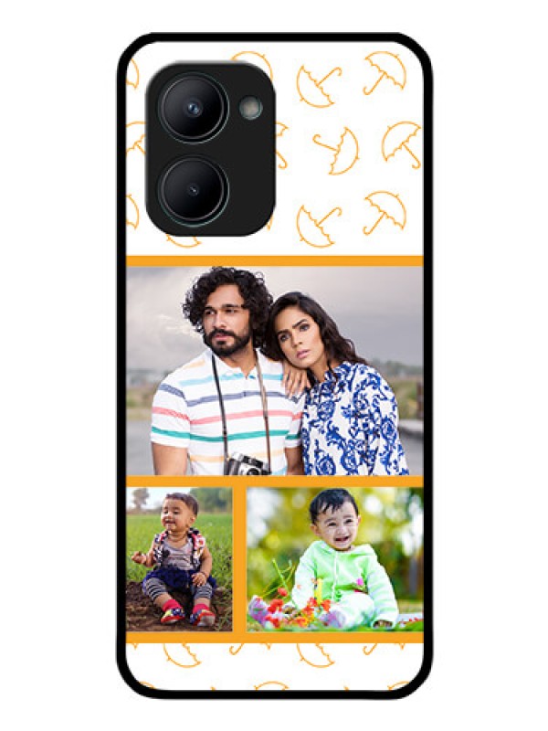 Custom Realme C33 2023 Custom Glass Mobile Case - Yellow Pattern Design
