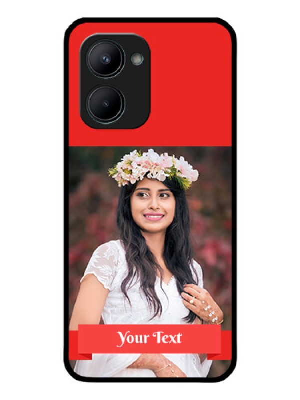 Custom Realme C33 2023 Custom Glass Phone Case - Simple Red Color Design