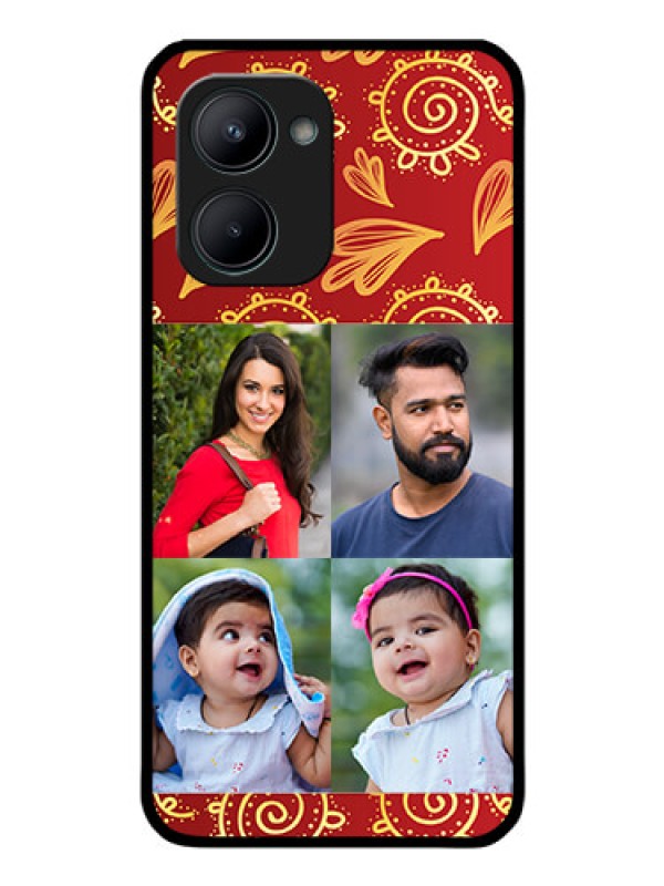 Custom Realme C33 2023 Photo Printing on Glass Case - 4 Image Traditional Design