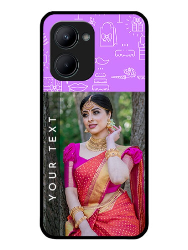 Custom Realme C33 2023 Custom Glass Mobile Case - Birthday Icons Design