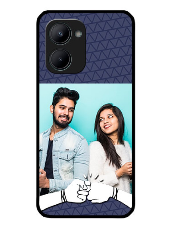 Custom Realme C33 2023 Photo Printing on Glass Case - with Best Friends Design