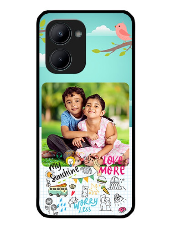 Custom Realme C33 2023 Photo Printing on Glass Case - Doodle love Design