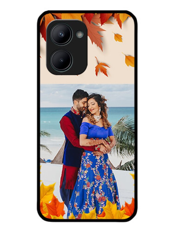Custom Realme C33 2023 Photo Printing on Glass Case - Autumn Maple Leaves Design