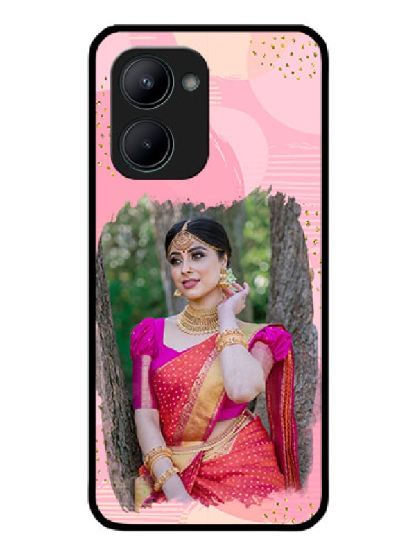 Custom Realme C33 2023 Personalized Glass Phone Case - Gold Glitter Splash Design