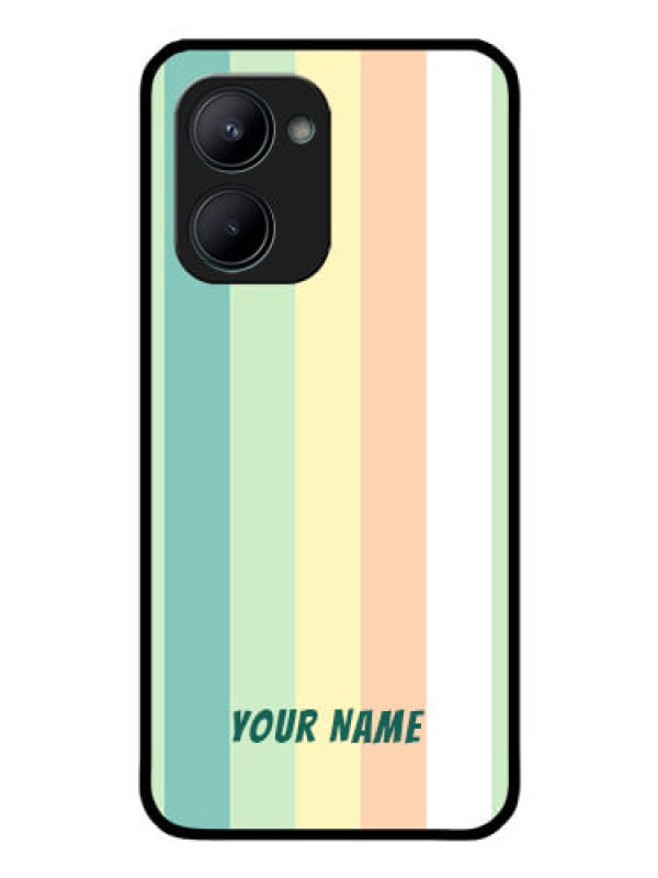 Custom Realme C33 2023 Photo Printing on Glass Case - Multi-colour Stripes Design