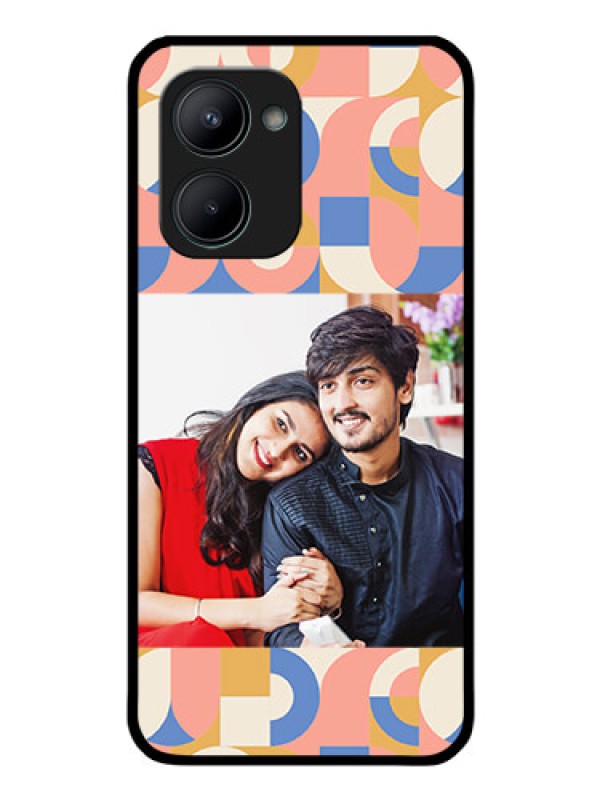 Custom Realme C33 2023 Photo Printing on Glass Case - Semi-circle Maze Pattern Design