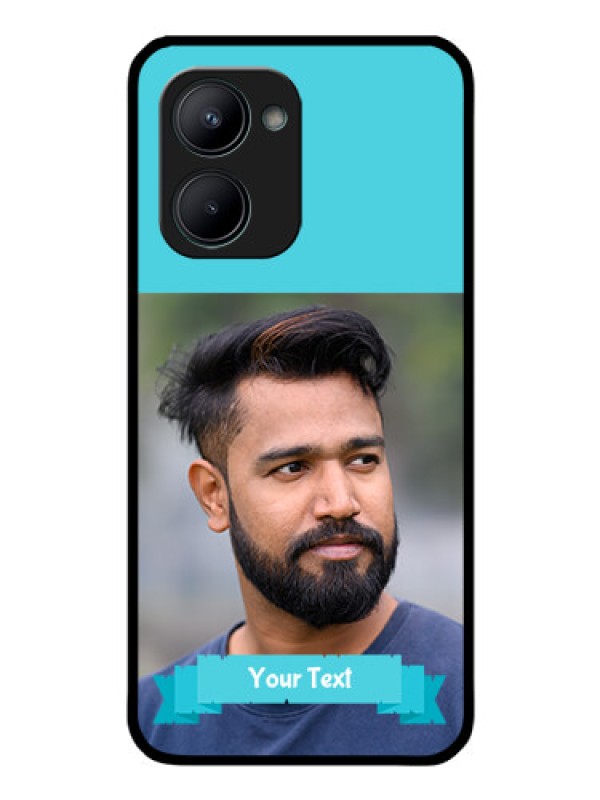 Custom Realme C33 Personalized Glass Phone Case - Simple Blue Color Design