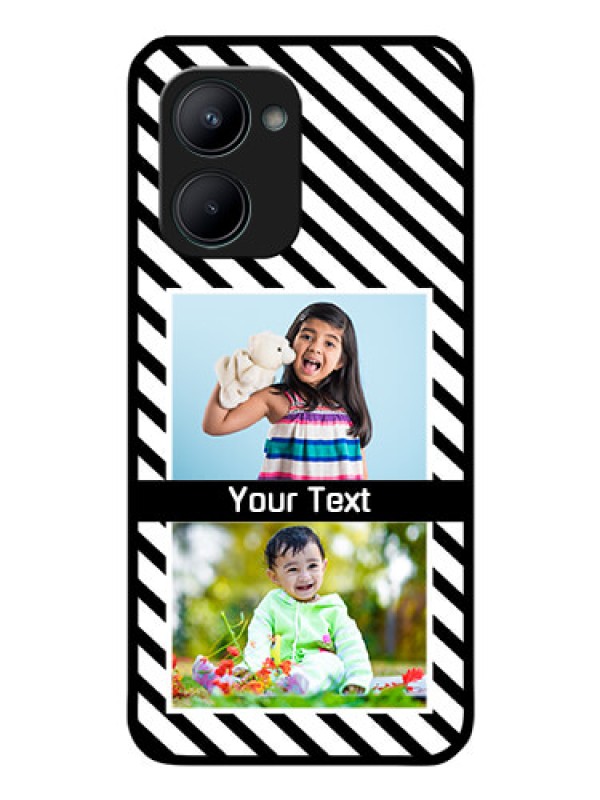Custom Realme C33 Photo Printing on Glass Case - Black And White Stripes Design