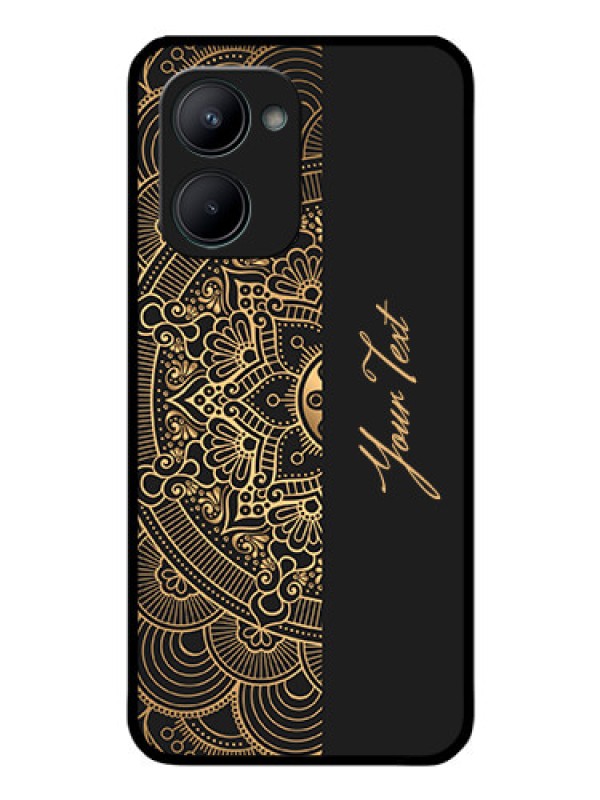 Custom Realme C33 Photo Printing on Glass Case - Mandala art with custom text Design