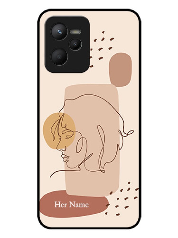 Custom Realme C35 Photo Printing on Glass Case - Calm Woman line art Design