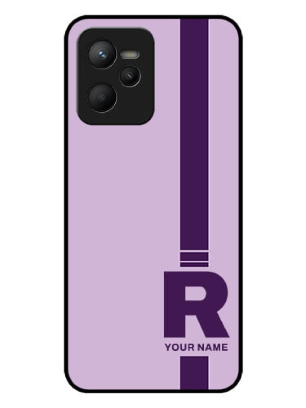 Custom Realme C35 Photo Printing on Glass Case - Simple dual tone stripe with name Design