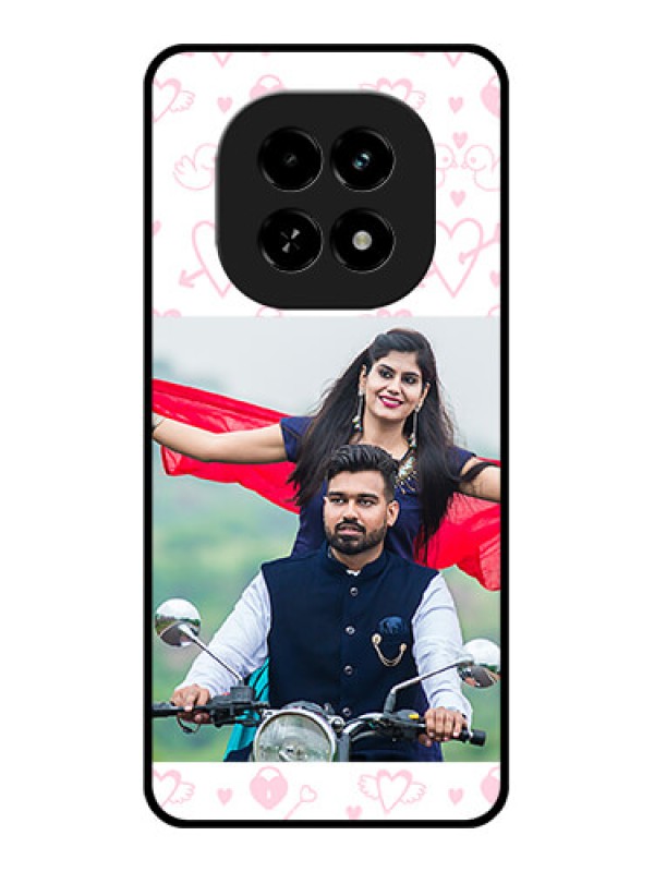 Custom Realme C63 5G Custom Glass Phone Case - Pink Flying Heart Design