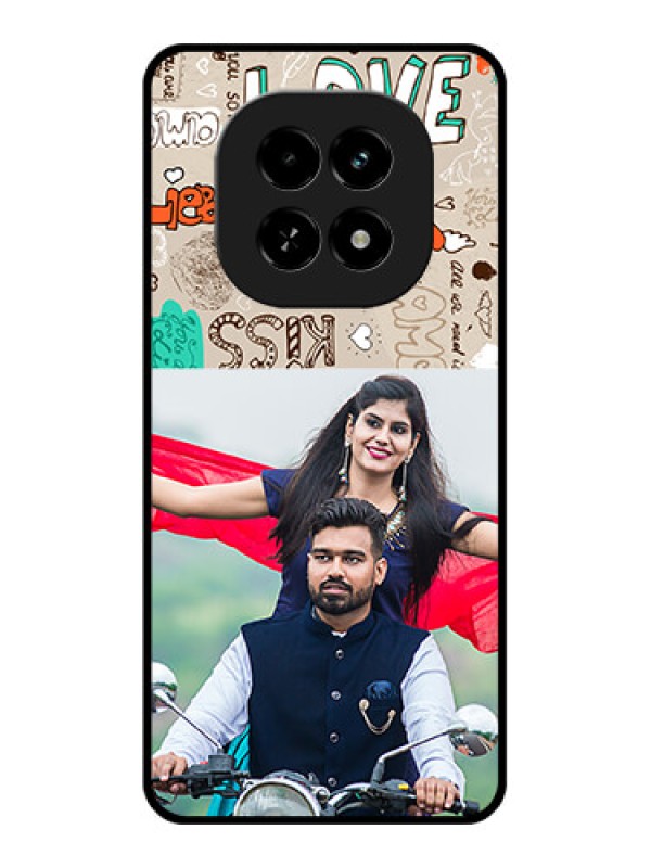 Custom Realme C63 5G Custom Glass Phone Case - Love Doodle Pattern