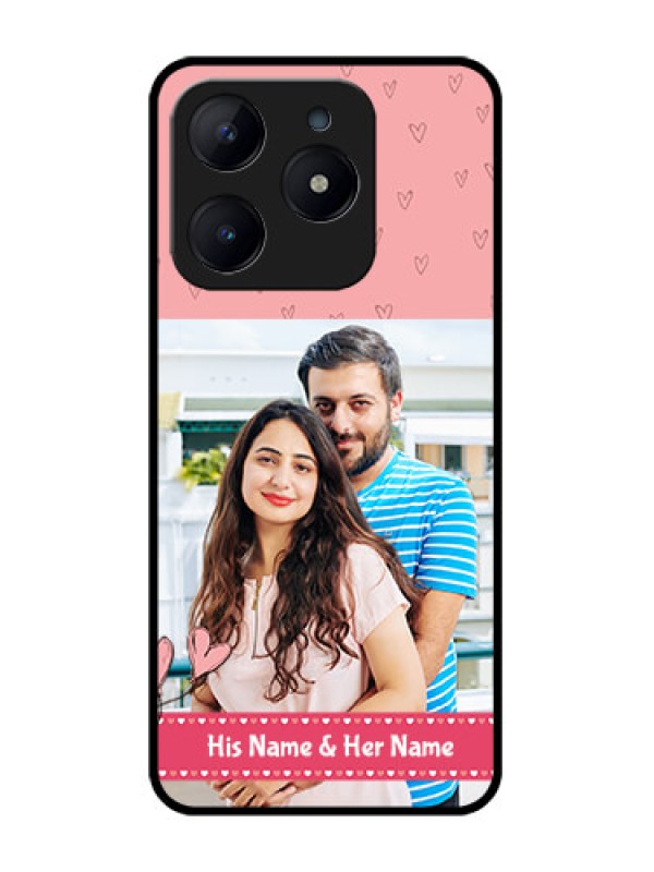 Custom Realme C63 Custom Glass Phone Case - Love Design Peach Color