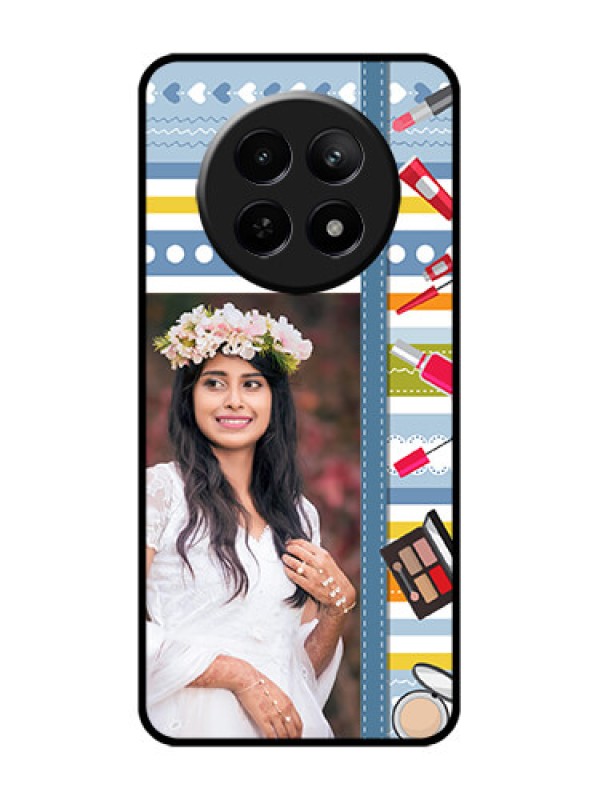 Custom Realme C65 5G Custom Glass Phone Case - Makeup Icons Design