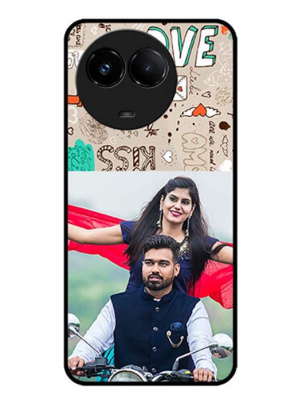 Custom Realme C67 5G Custom Glass Phone Case - Love Doodle Pattern