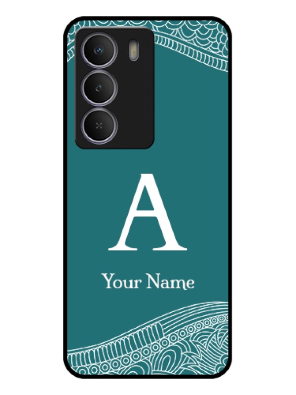 Custom Realme C71 5G Custom Glass Phone Case - Line Art Pattern With Custom Name Design