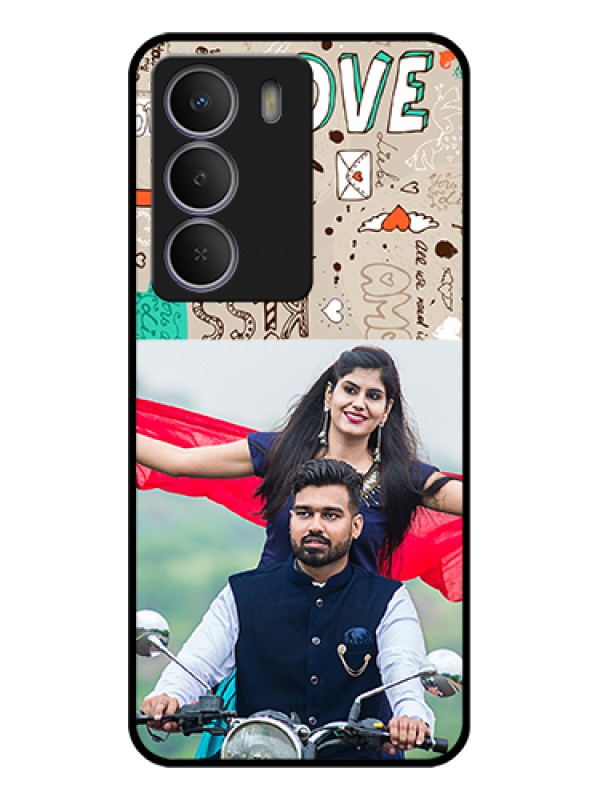 Custom Realme C73 5G Custom Glass Phone Case - Love Doodle Pattern