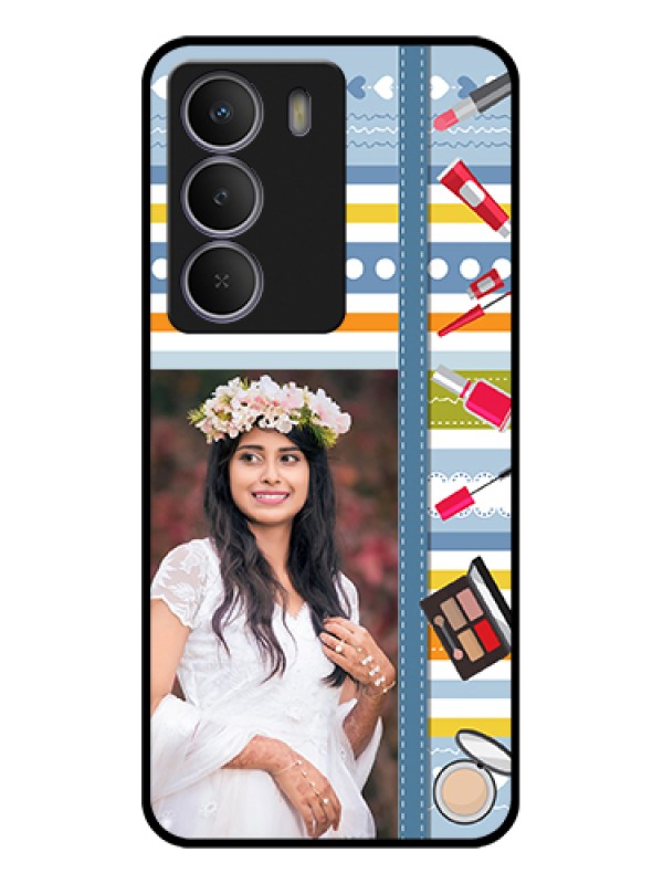 Custom Realme C73 5G Custom Glass Phone Case - Makeup Icons Design