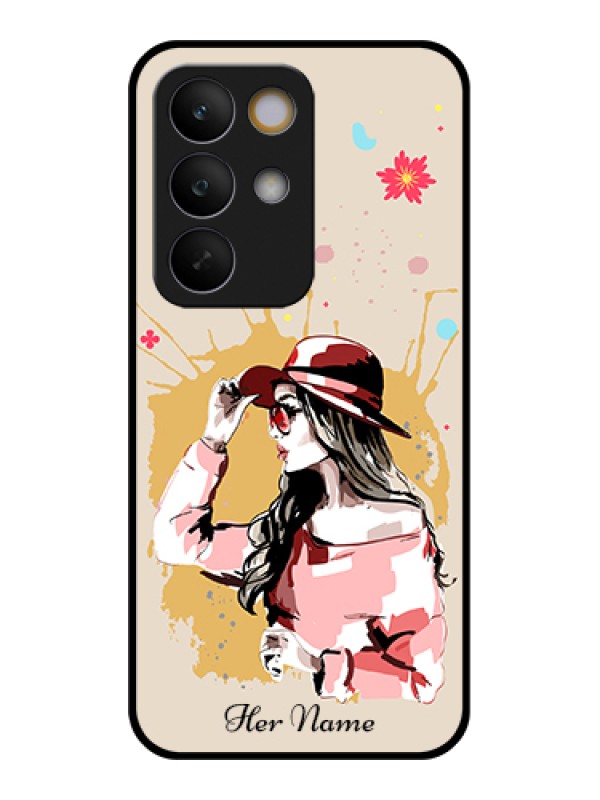 Custom Realme C85 5G Custom Glass Phone Case - Women With Pink Hat Design