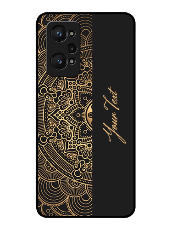 Custom Realme GT 2 Photo Printing on Glass Case - Mandala art with custom text Design