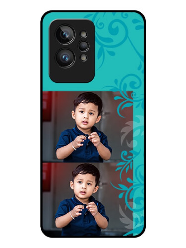 Custom Realme GT 2 Pro Personalized Glass Phone Case - with Photo and Green Floral Design